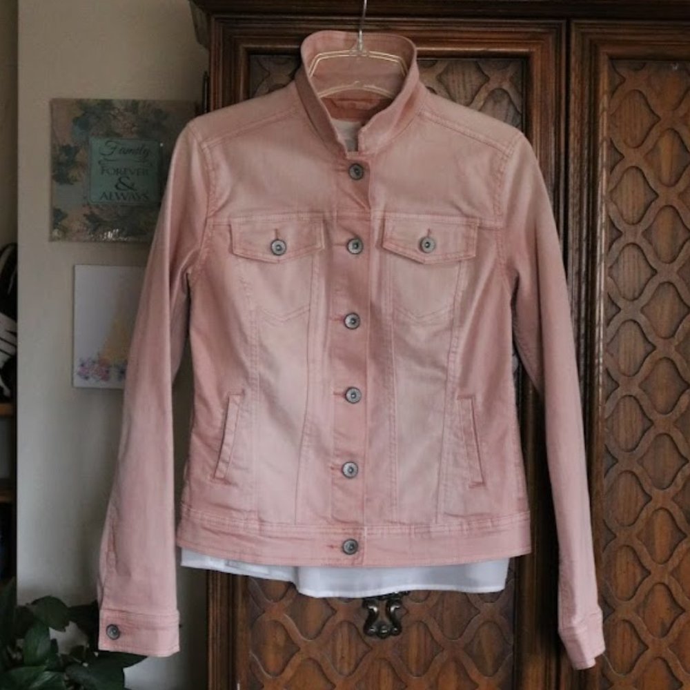 KEEPING Merona Distressed Pink Denim Jean Jacket NWOT! - Picture 6 of 16